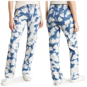 •ALICE + OLIVIA• Amazing Bleach High-Rise‎ Straight-Leg Jean Marble Blue Size 24